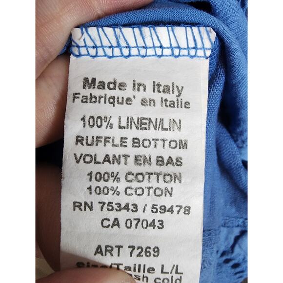 Terzo Millennio Blue Linen Eyelet Detail Blouse, NWT, Large - Picture 6 of 6